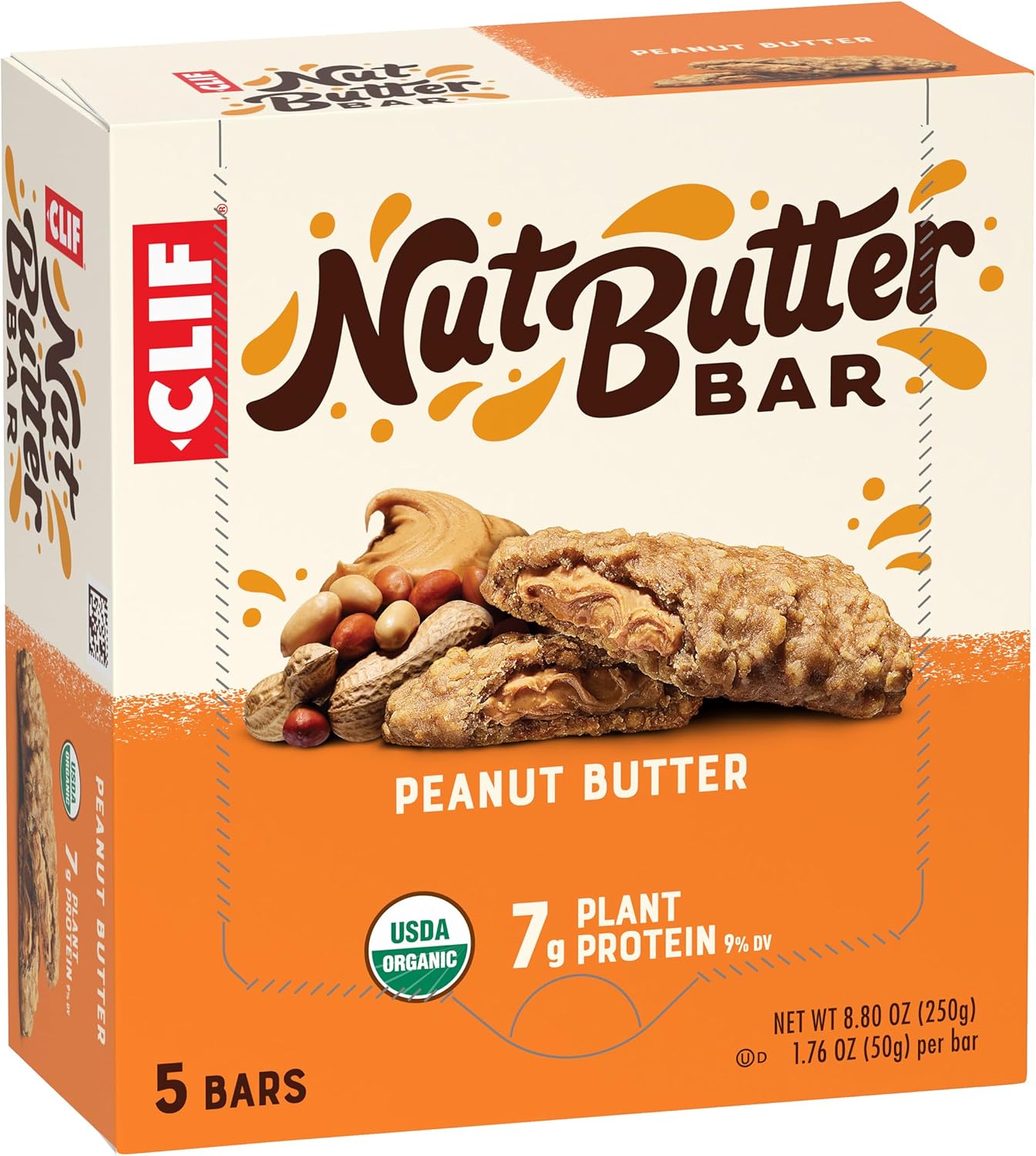 CLIF Nut Butter Bar Peanut Butter – Car Cup Holder Snack for Family Road Trips, 5-Pack