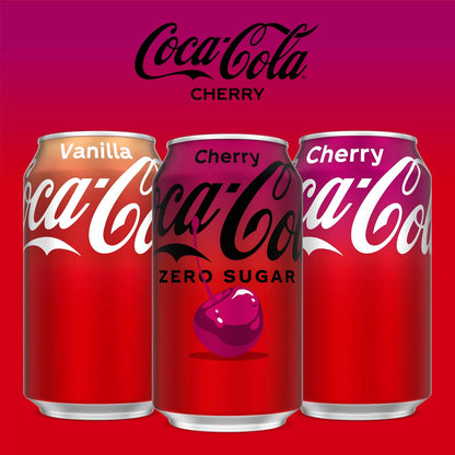 Coca-Cola Cherry Zero Soda - Camping and Picnic Friendly Cola for Open-Air Adventures, 12 fl oz Cans (Pack of 12)