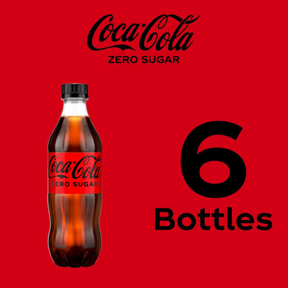 Coca-Cola Coke Zero Sugar Diet Cola 16.9 fl oz 6 Pack – Steady Caffeine Boost to Power Morning Routines