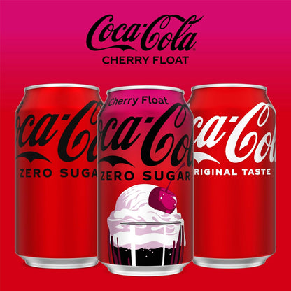 Coca-Cola Zero Sugar Cherry Float Soda – Durable Aluminum Pack for Backyard BBQs and Outdoor Gatherings, 12 fl oz, 12 Pack