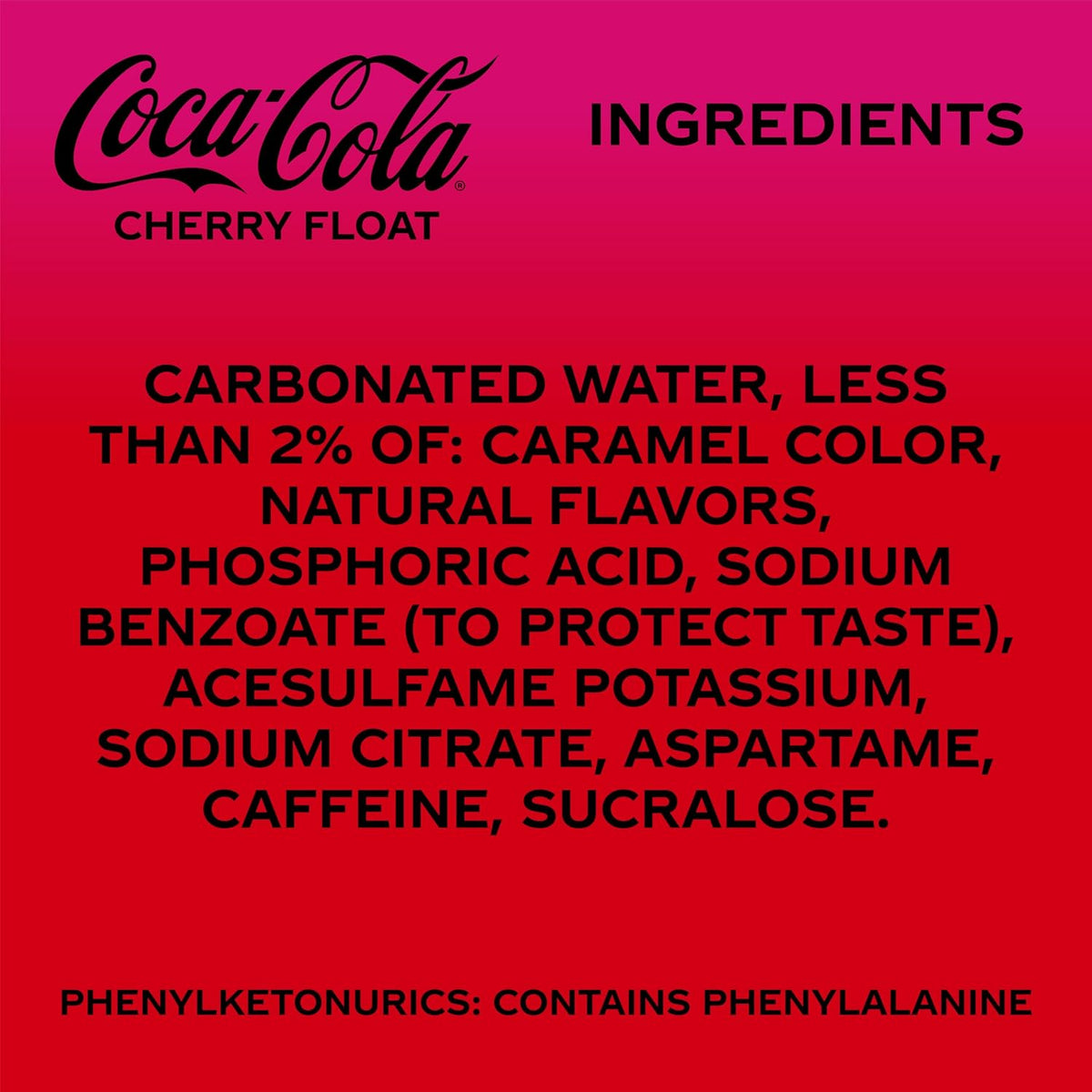 Coca-Cola Zero Sugar Cherry Float Soda – Durable Aluminum Pack for Backyard BBQs and Outdoor Gatherings, 12 fl oz, 12 Pack