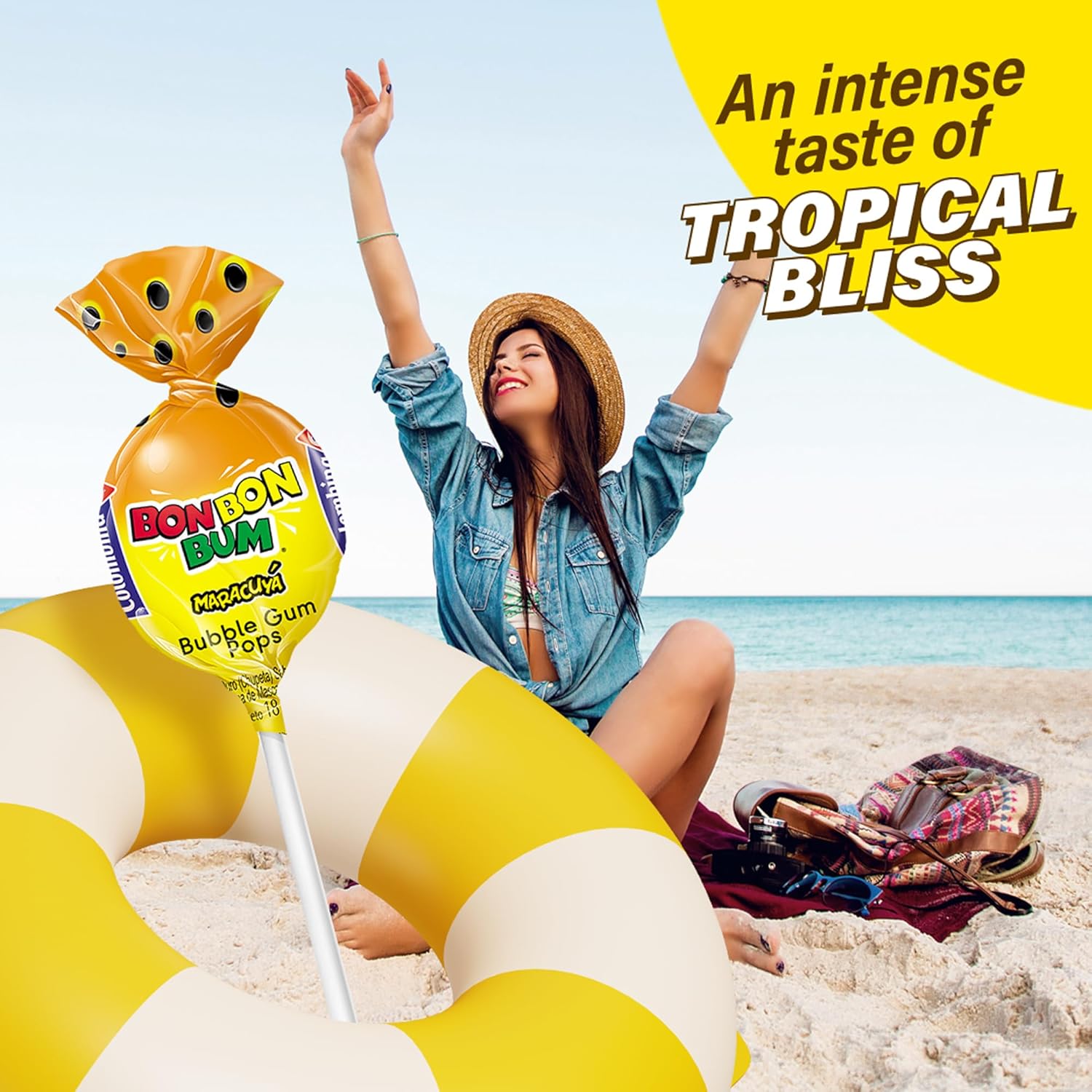 Colombina Bon Bon Bum Lollipops – Individually Wrapped Tropical Hard Candy for Picnic Baskets, Road Trips and Park Snack Runs