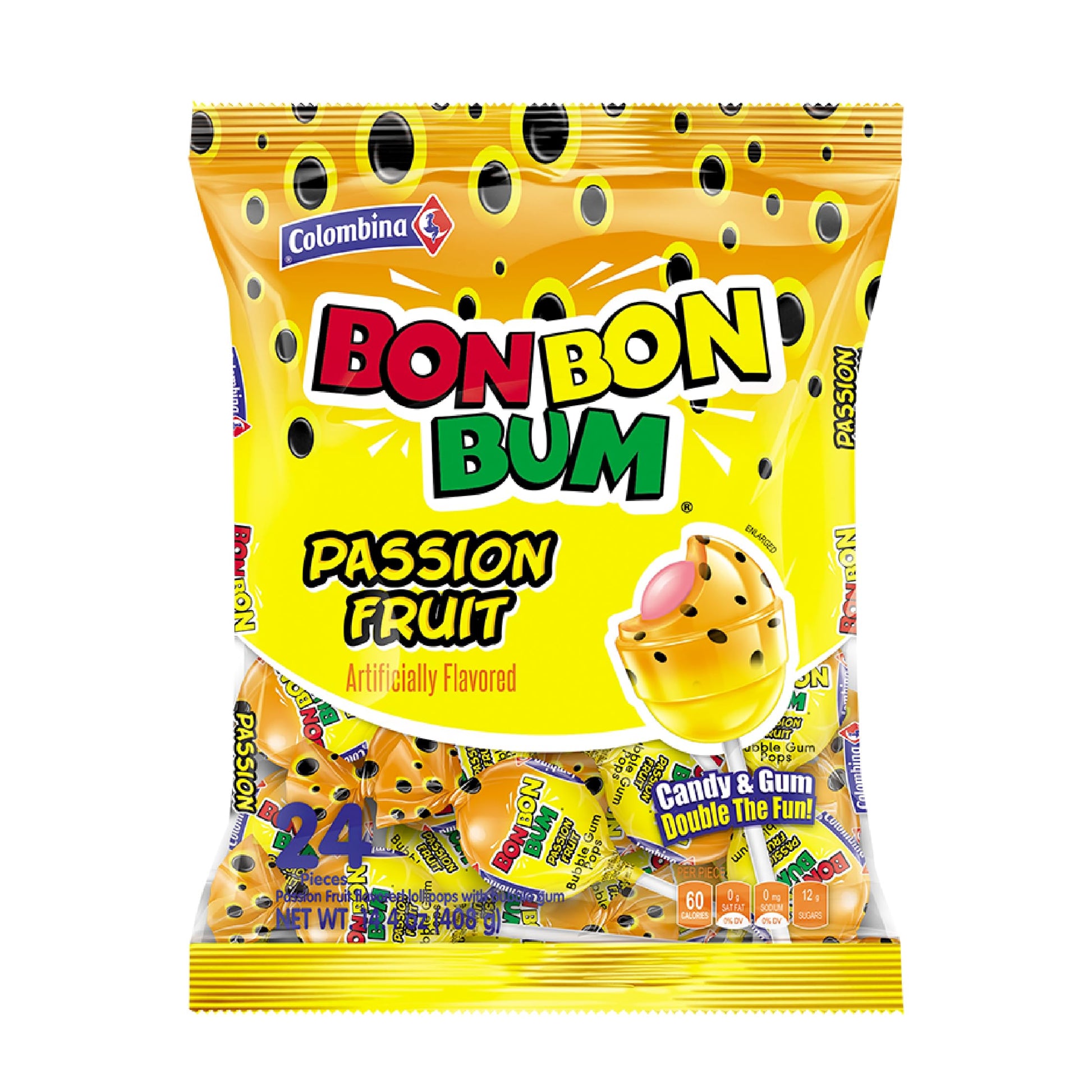 Colombina Bon Bon Bum Suckers – Individually Wrapped Mango and Tropical Flavors Safe for Playroom Snack Drawers and Birthday Parties
