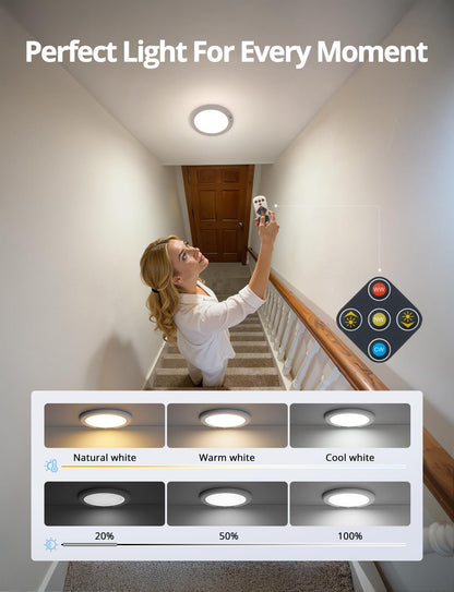 Combuh Wireless Snap-On Ceiling Light – Travel-Ready Overhead Fixture for Campervan Storage, Sheds, and Outdoor Dining Tents
