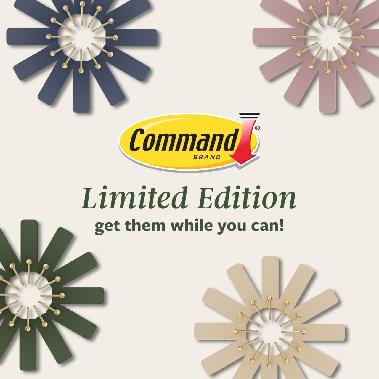 Command Medium Wire Hook Work-From-Home Hooks for Cables and Lanyards, Clean Desk Setup in Dusty Rose