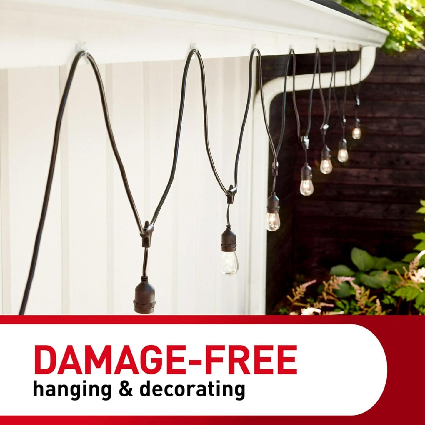 Command Outdoor Light Clips for Front Porch and Entryway Seasonal Styling, Residue-Free, Clear