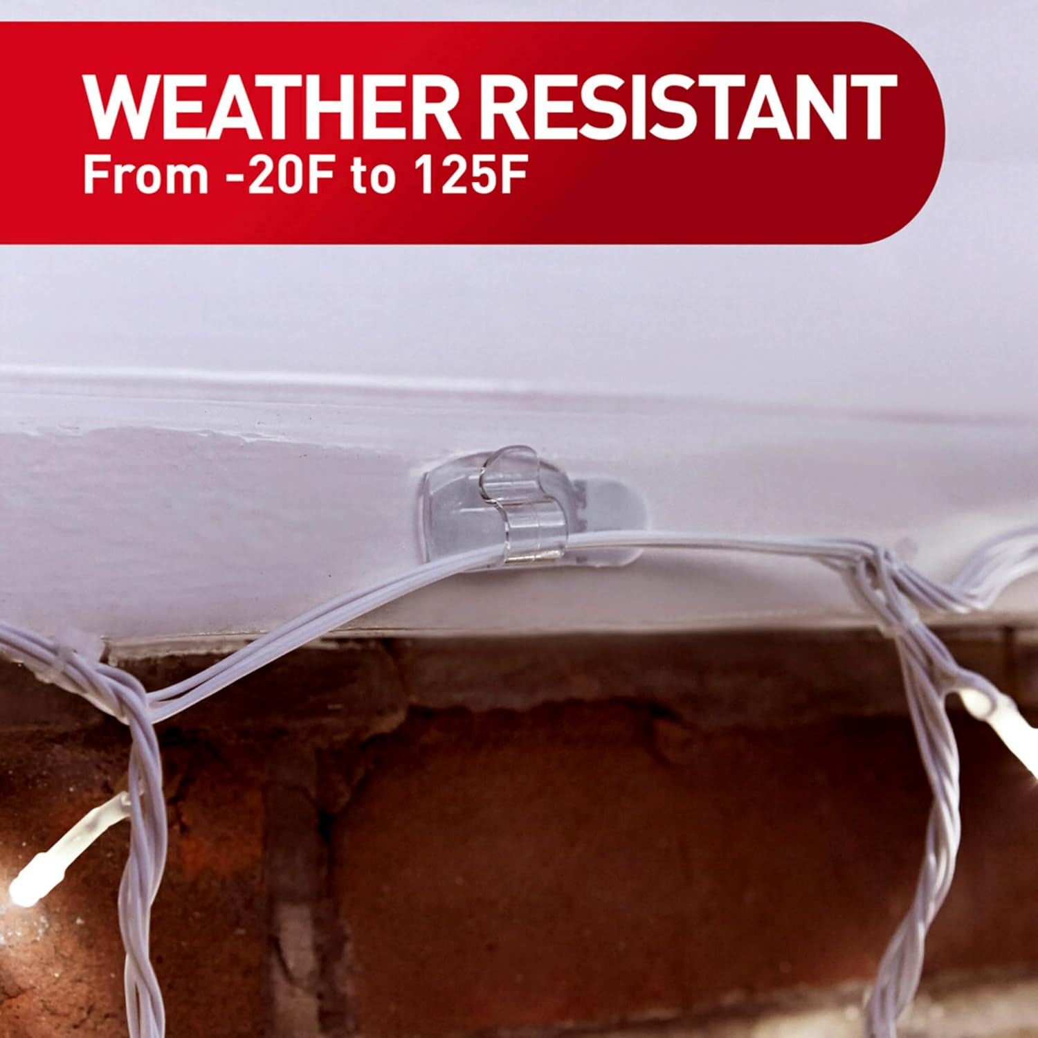Command Outdoor Light Clips for Front Porch and Entryway Seasonal Styling, Residue-Free, Clear