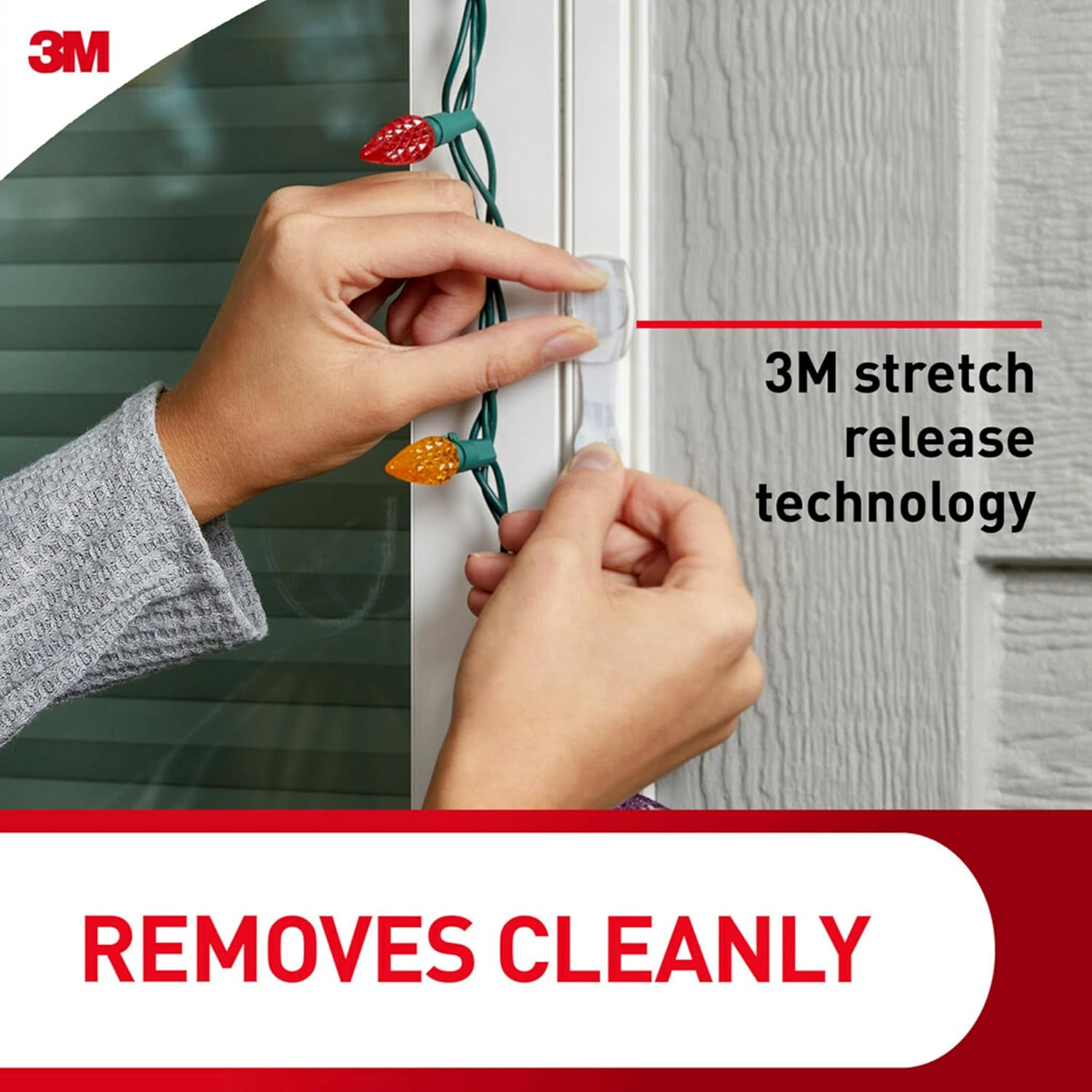 Command Outdoor Light Clips for Front Porch and Entryway Seasonal Styling, Residue-Free, Clear