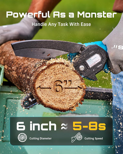 complete accessory kit: 2 chains (1 pre-installed), gloves, oil bottle, charger, nut driver, screwdriver