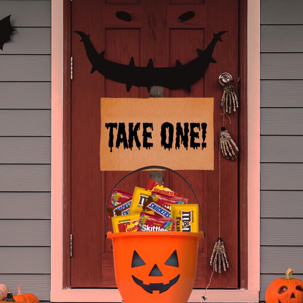 contains specific brands: m&m's peanut, snickers, starburst, and skittles