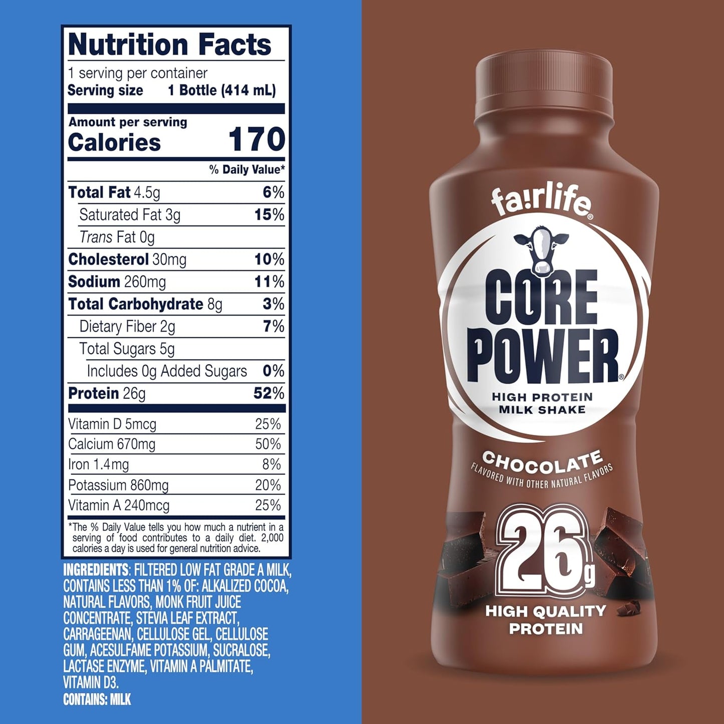 Core Power Protein Shake – On-the-Go Morning Fuel with Caffeine for Commute and Office, 14oz 12 Pack