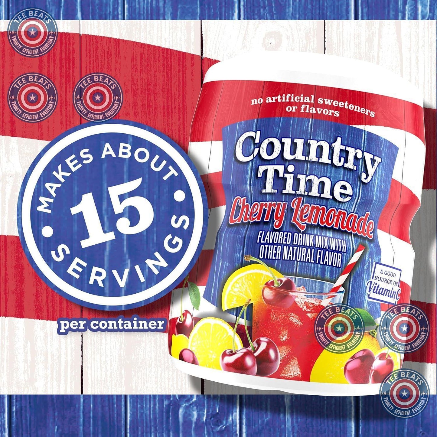 Country Time Cherry Lemonade Mix – Better-For-You Cherry Lemonade Alternative to Sugary Soda, 15 Servings