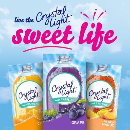 Crystal Light Grape Energy Drink Mix – Mid-Workday Caffeine Lift Without the Crash for Busy Professionals, Pocket-Sized Sachets