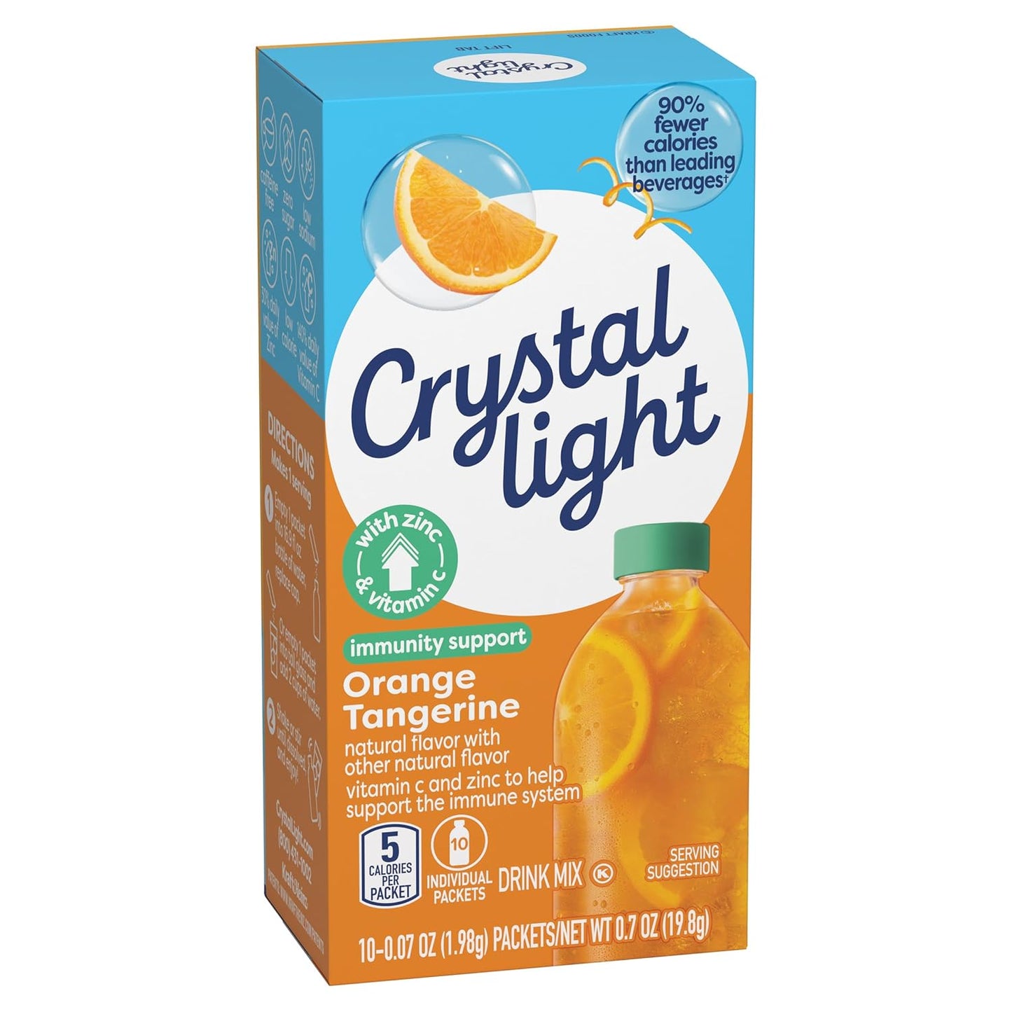 Crystal Light Immunity Support Orange Tangerine Mix – Travel Day Companion for Carry-On Luggage, TSA-Friendly Hydration with Vitamin C and Zinc