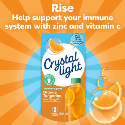 Crystal Light Immunity Support Orange Tangerine Mix – Travel Day Companion for Carry-On Luggage, TSA-Friendly Hydration with Vitamin C and Zinc