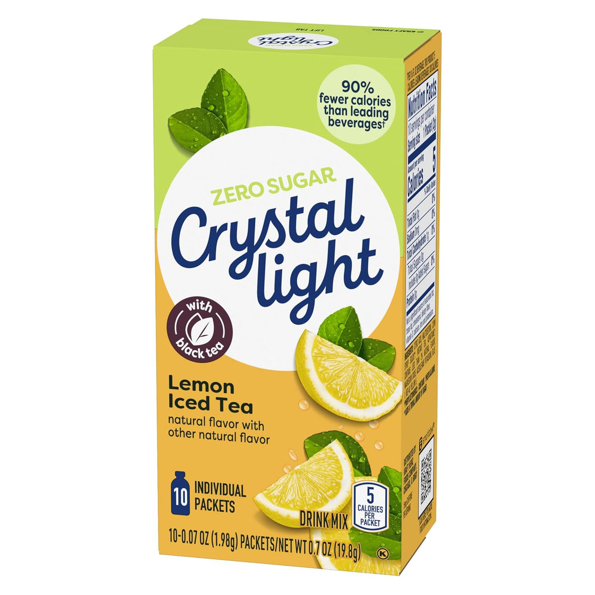 Crystal Light Lemon Iced Tea Naturally Flavored Powdered Drink Mix – Clean-Ingredient Afternoon Hydration for Sugar-Conscious Adults, 120 Packets