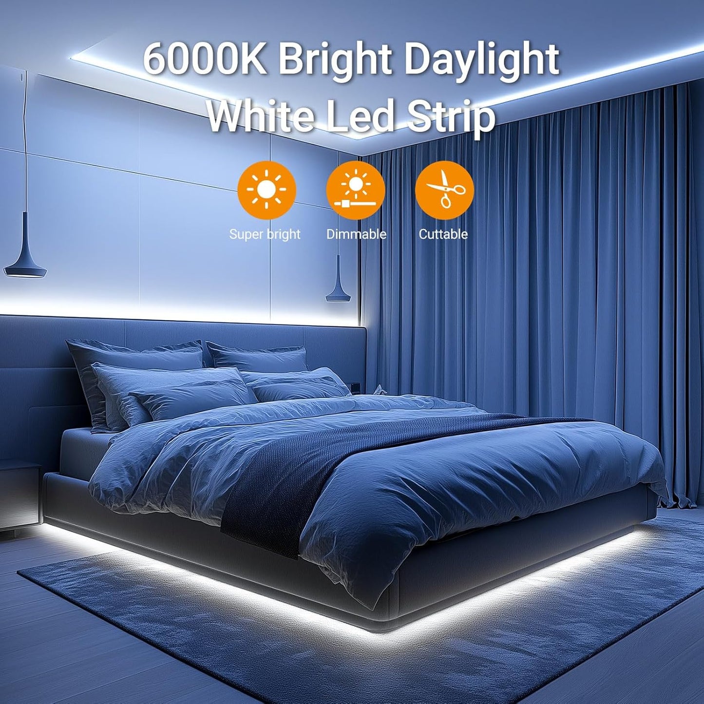 CT CAPETRONIX LED Strip Light – Worry Free Indoor Lighting for Hallways and Kids Bedrooms, Cool Surface 6000K Daylight Glow