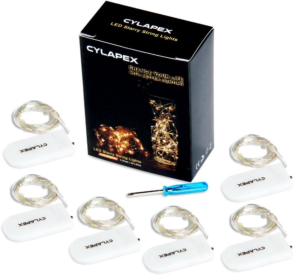 CYLAPEX 6 Pack Warm White LED String Lights 7ft Battery Powered Beautiful Christmas and Holiday Gift for Women and Best Friends