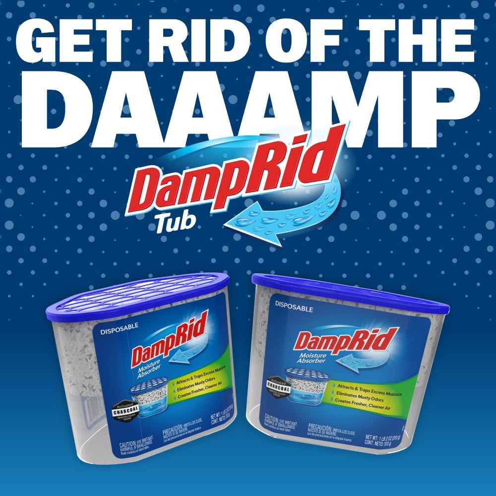 DampRid Disposable Charcoal Damp Absorber – Versatile Odor and Moisture Solution for Garages, Sheds, and Camping Totes