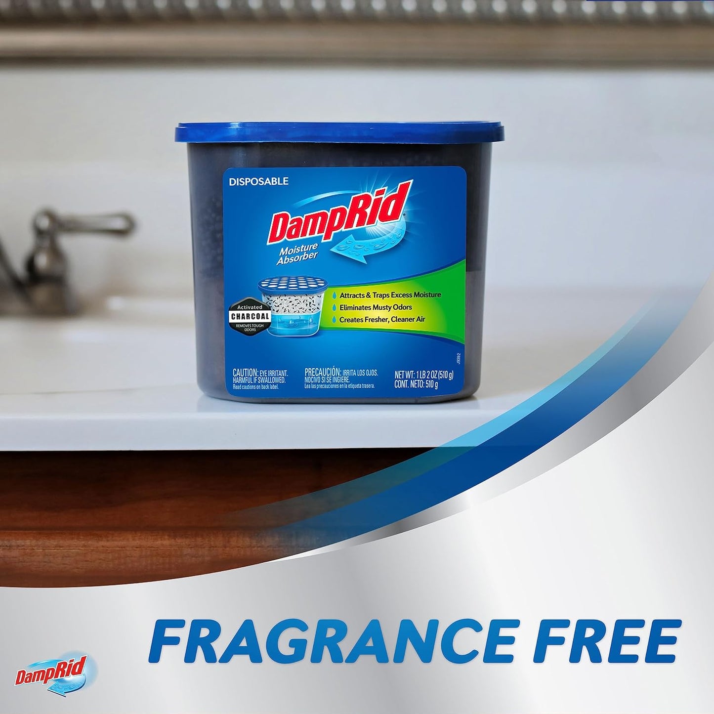 DampRid Disposable Charcoal Damp Absorber – Versatile Odor and Moisture Solution for Garages, Sheds, and Camping Totes
