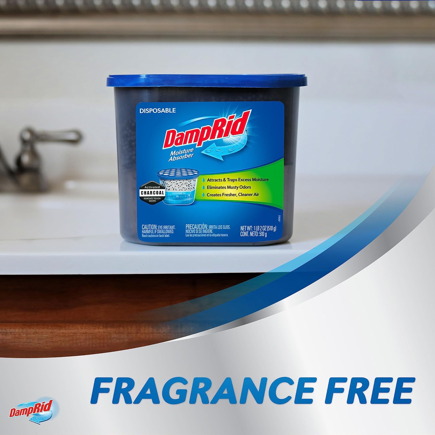 DampRid Disposable Charcoal Damp Absorber – Versatile Odor and Moisture Solution for Garages, Sheds, and Camping Totes