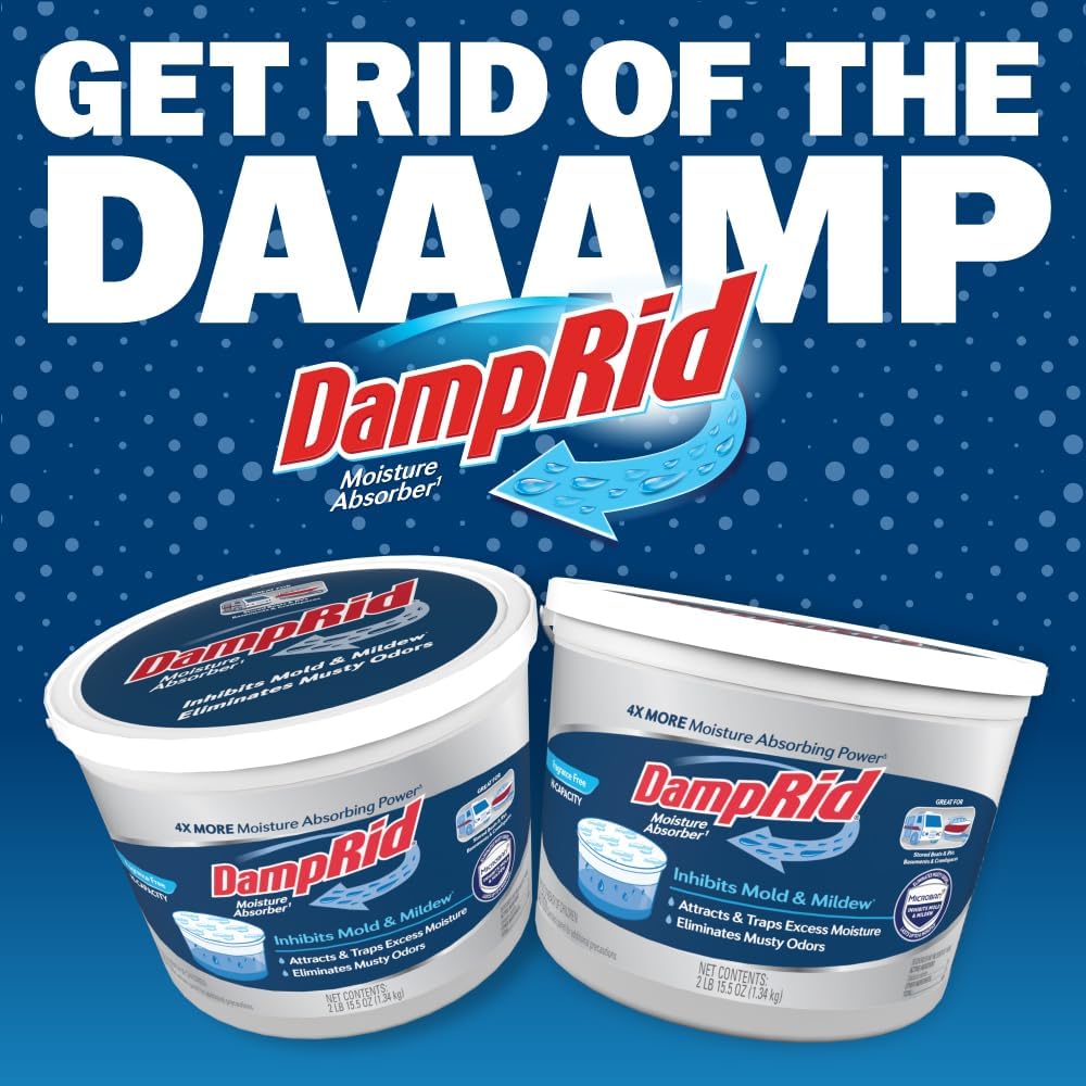 DampRid Moisture Absorber Bucket – Garage and Crawl Space Humidity Control, 6-Month Bucket with Visual Replacement Indicator, 2 lb. 15.5 oz.