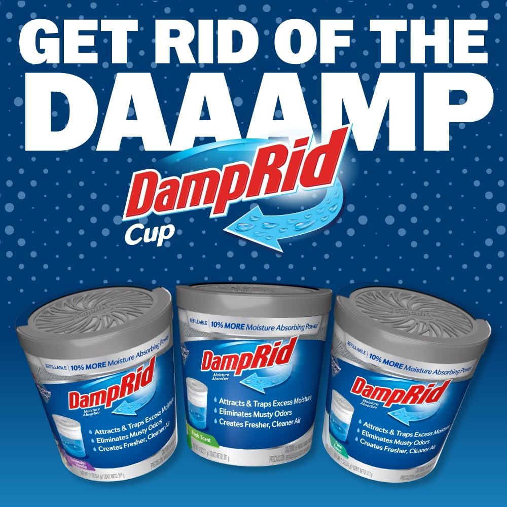 DampRid Moisture Absorber Cup 6-Pack, Bathroom and Self Care Space Freshener to Support a Mindful Wind Down Routine