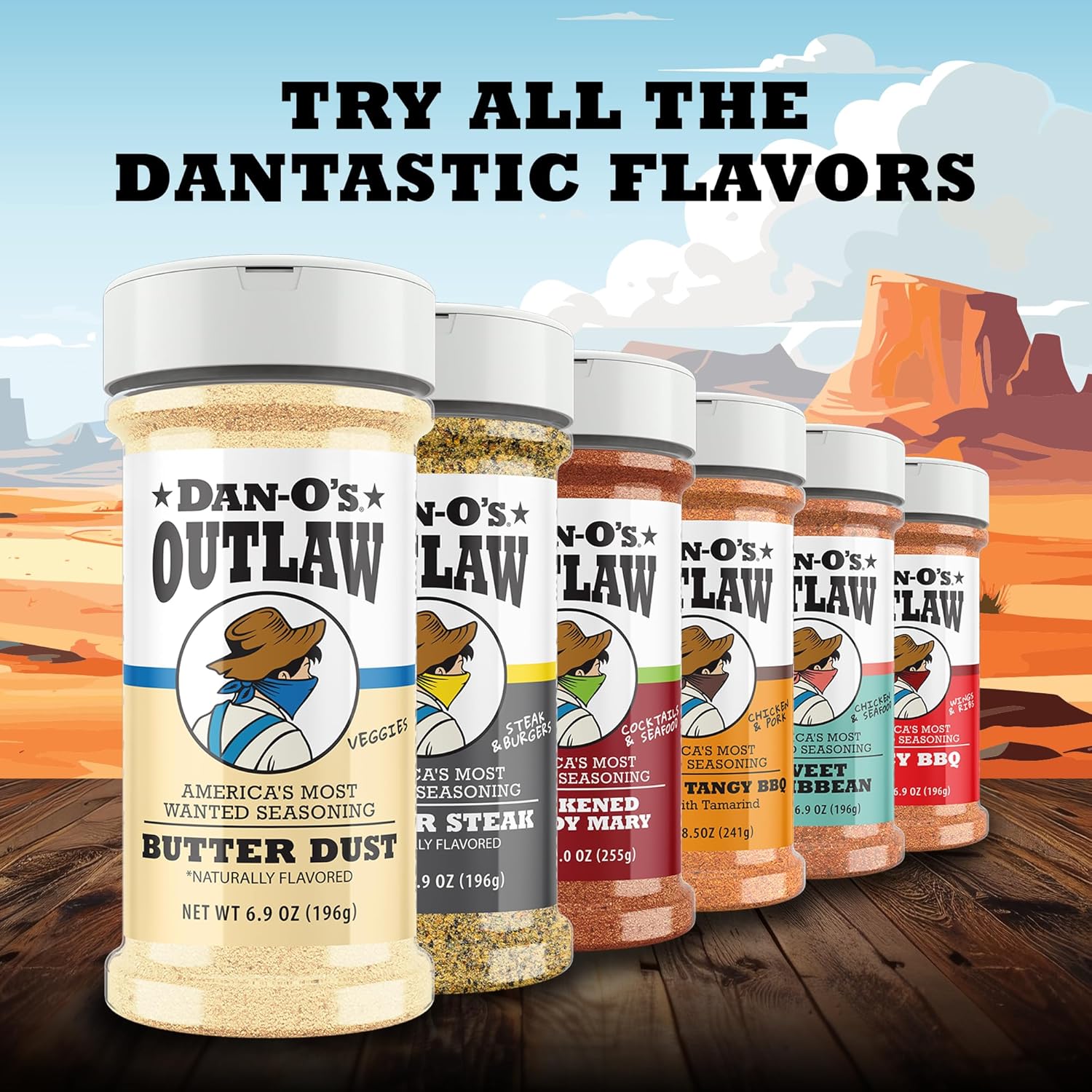Dan-O's Outlaw Butter Dust – Zero Calorie Buttery Seasoning for Wellness-Focused Meal Prep, 6.9 oz Shaker