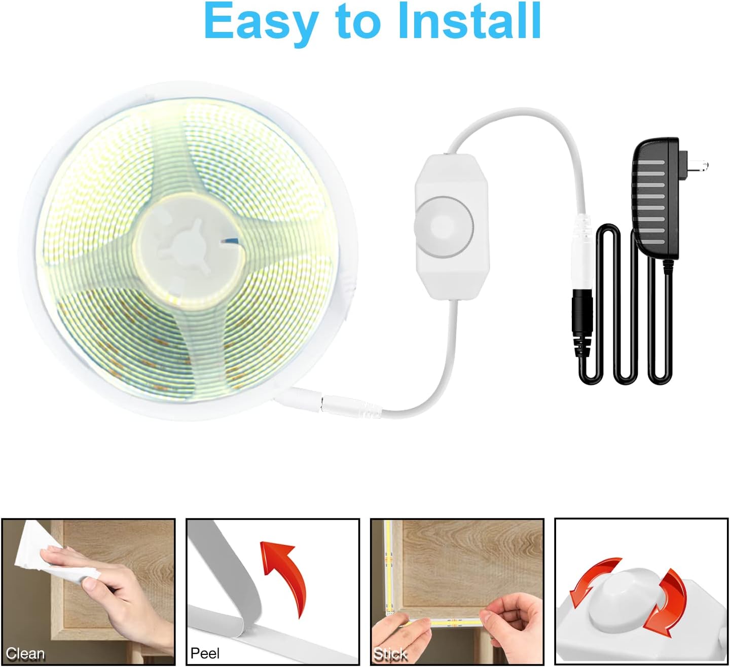 DAYBETTER COB LED Strip – Holiday Gift for Mom, Easy No-Hardwire Kitchen Upgrade, 3 Color Modes 16.4 ft