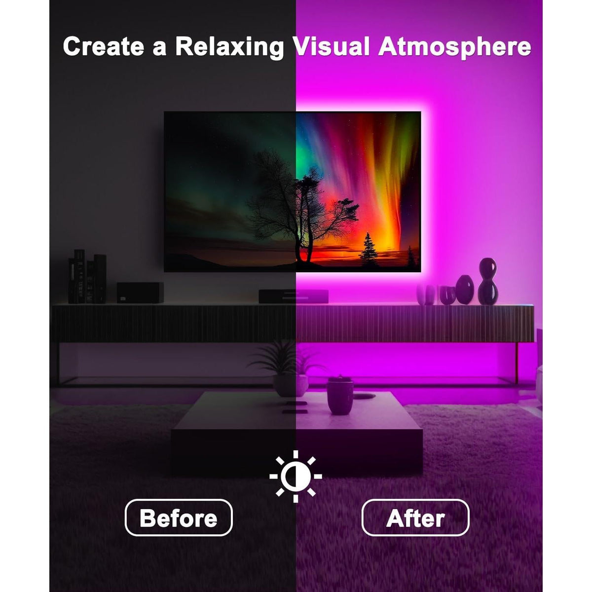 Daymeet LED Backlight Strip – Minimalist TV Ambient Light for Clean Living Spaces, Single-Cable USB Design