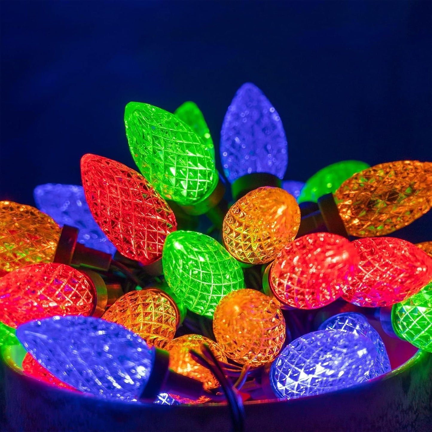 Dazzle Bright C9 Yard Lights – Durable IP44 Holiday Display for Deck Steps & Backyard Trees