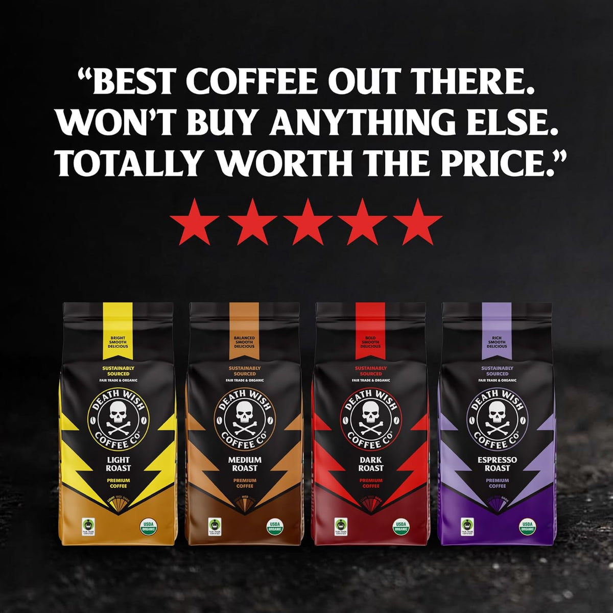 Death Wish Coffee Multi-Origin Dark Roast — Slow Sunday Pour-Over Brew for Grounding Weekend Rituals, 16 oz