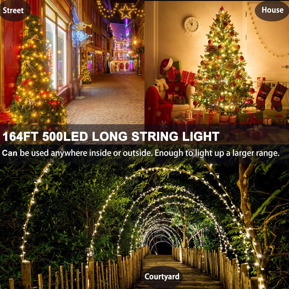 Decute No-Heat Copper String Lights – Smoke-Free Alternative to Candles for Family Living Room, 164FT Coverage