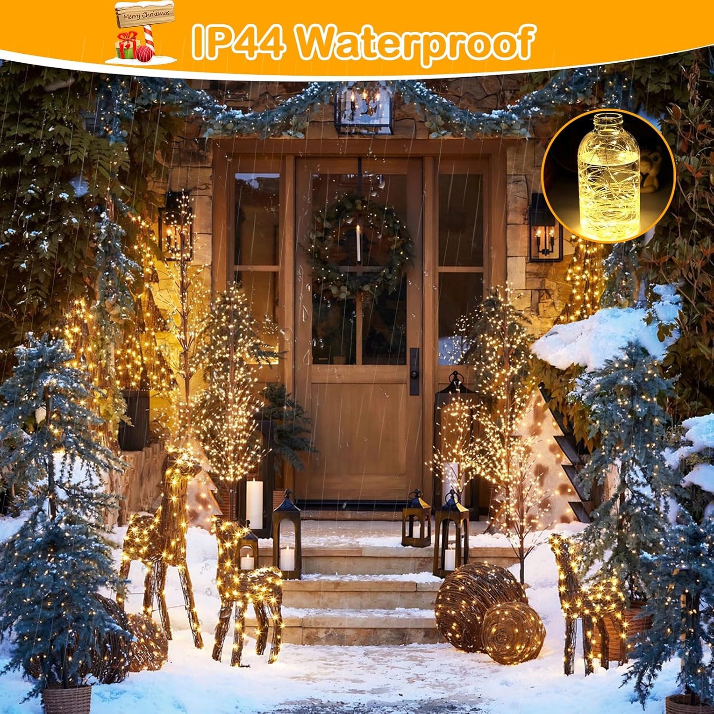 Decute No-Heat Copper String Lights – Smoke-Free Alternative to Candles for Family Living Room, 164FT Coverage