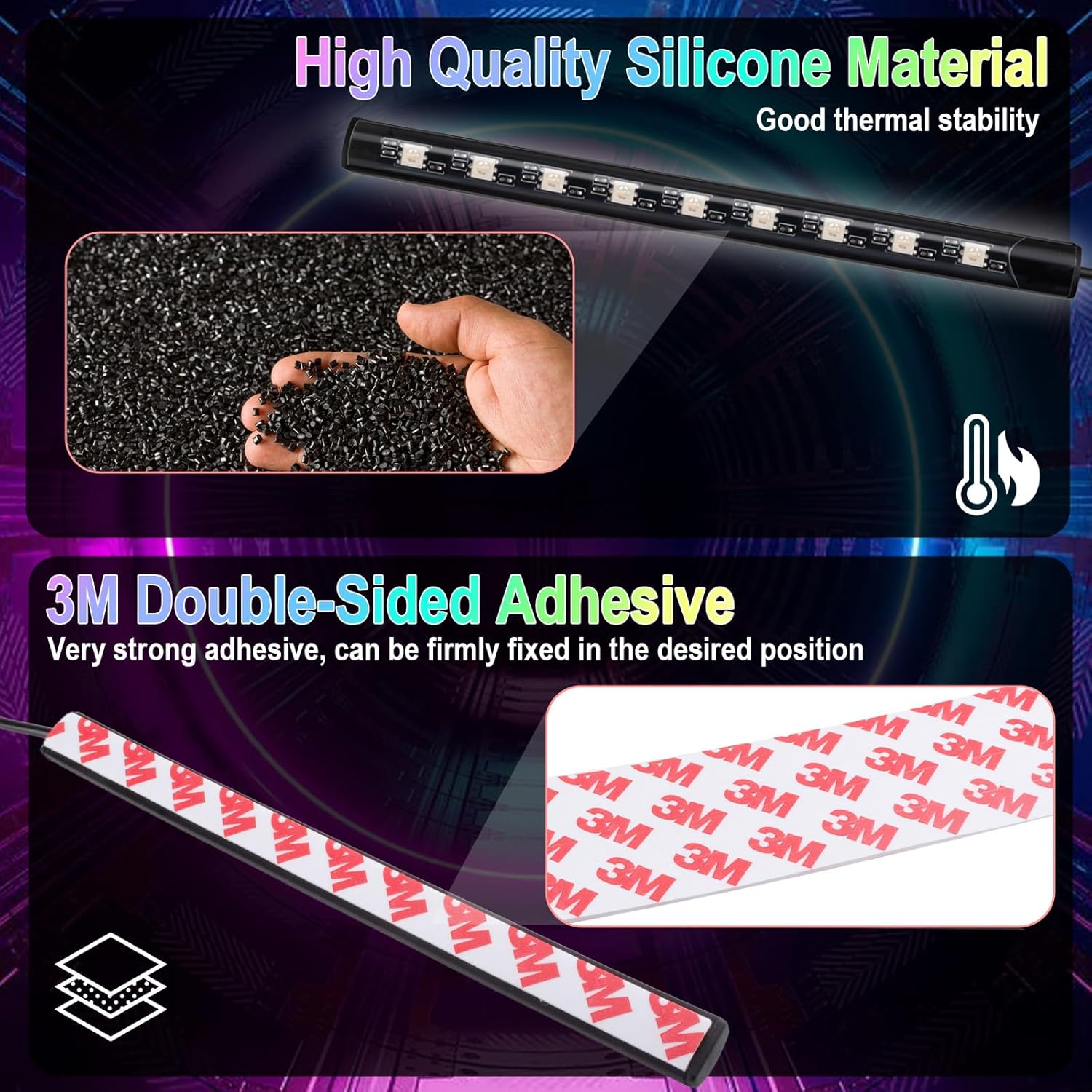 Designer Car Interior Glow Kit, Universal Fit Luxury Ambient LED Strips with Dual USB & Cigarette Lighter Power for Premium Vehicles
