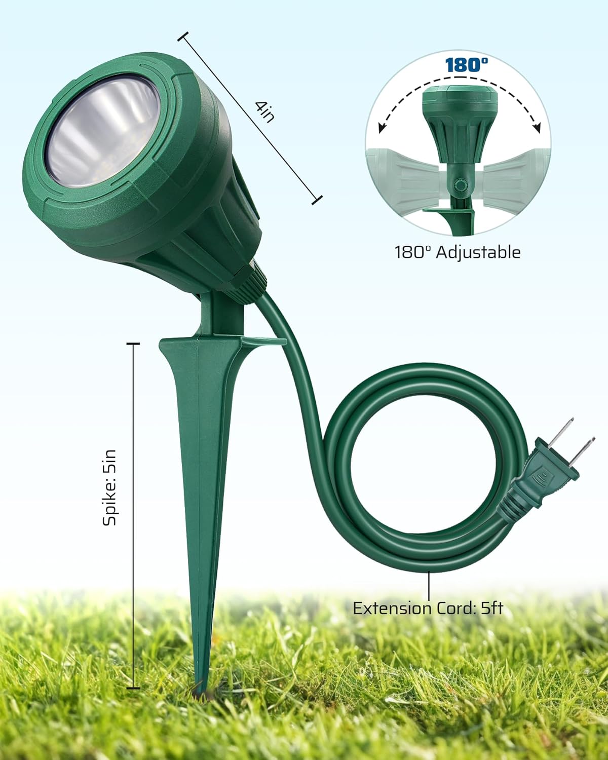 DEWENWILS 4.8W Low-Voltage-Style LED Spotlight – Heat-Safe Fixture for Front Yard, Garage, and Children's Play Areas