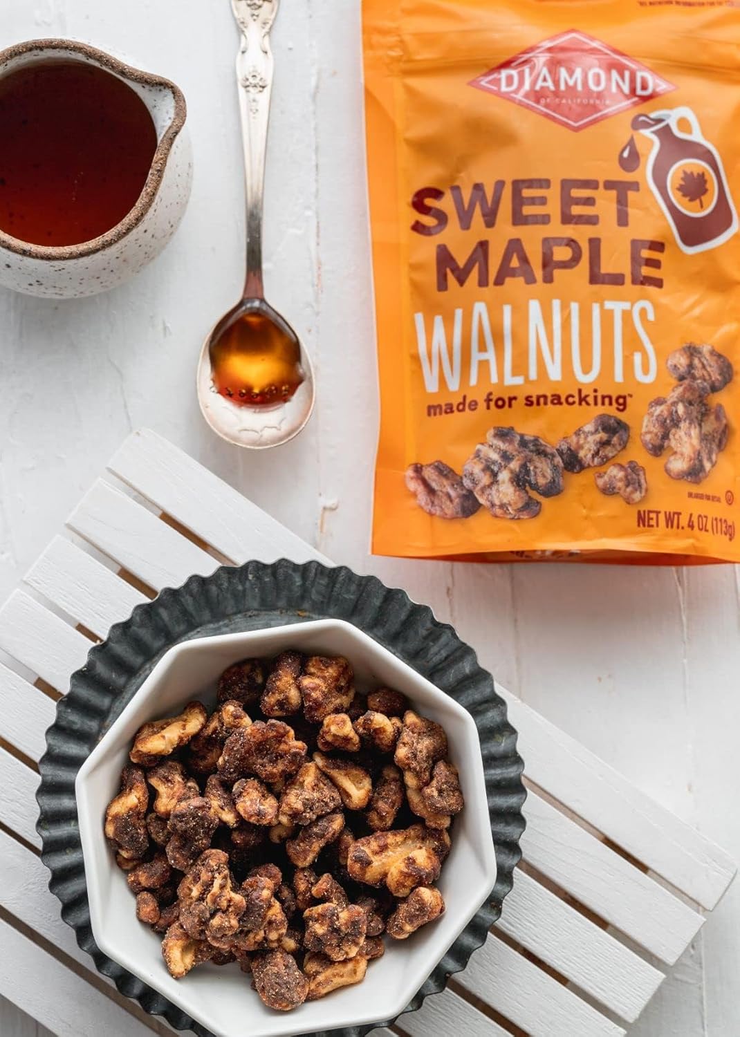 Diamond of California Sweet Maple Walnuts 4 oz – Maple Walnut Snack for Charcuterie Boards and Wine Nights