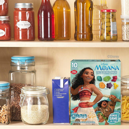 Disney Moana Character Snacks – Fat Free 80 Calorie Portion Controlled Kids Treat, 10 Pouches