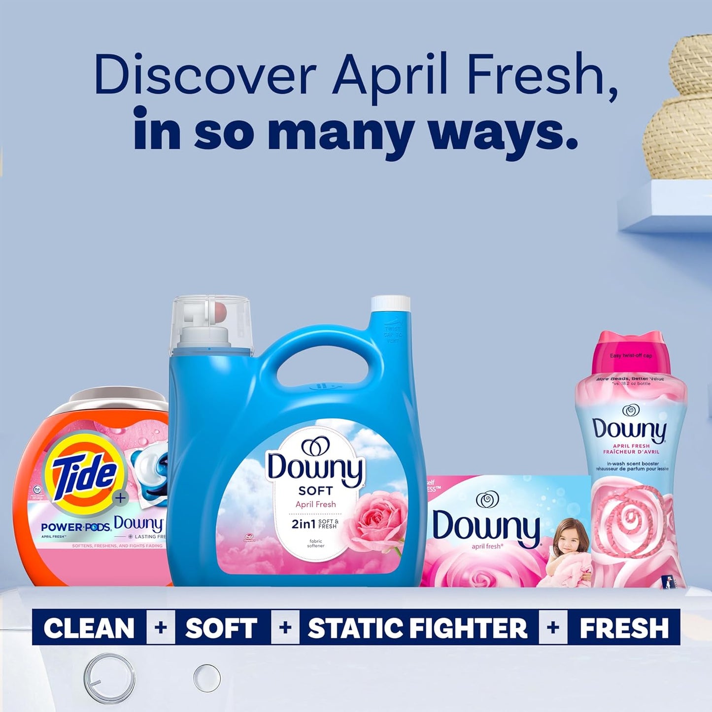 Downy Soft 2 in 1 Fabric Softener Liquid, April Fresh Scent, Aromatherapy Wind-Down Softener for Bath Towels Sheets and Sleepwear