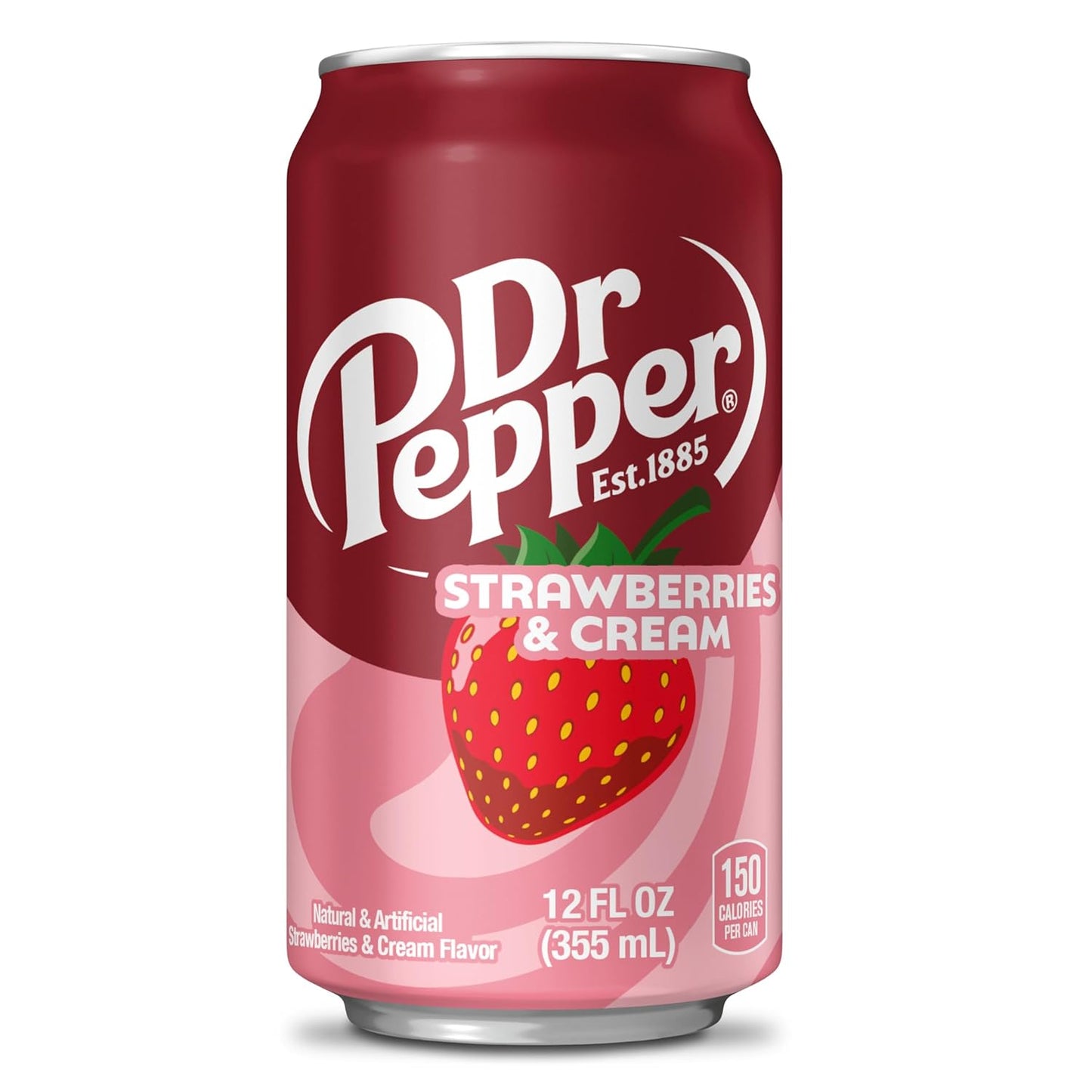 Dr Pepper Strawberries & Cream Zero Sugar 12-Pack – Lower-Sugar Family Soda for Lunchtime, Snacks, and Game Room