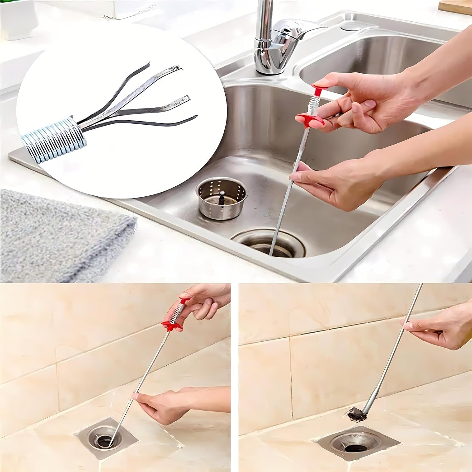 DrainWorx Hair Catcher Drain Tool – Family-Safe Tub and Shower Drain Opener