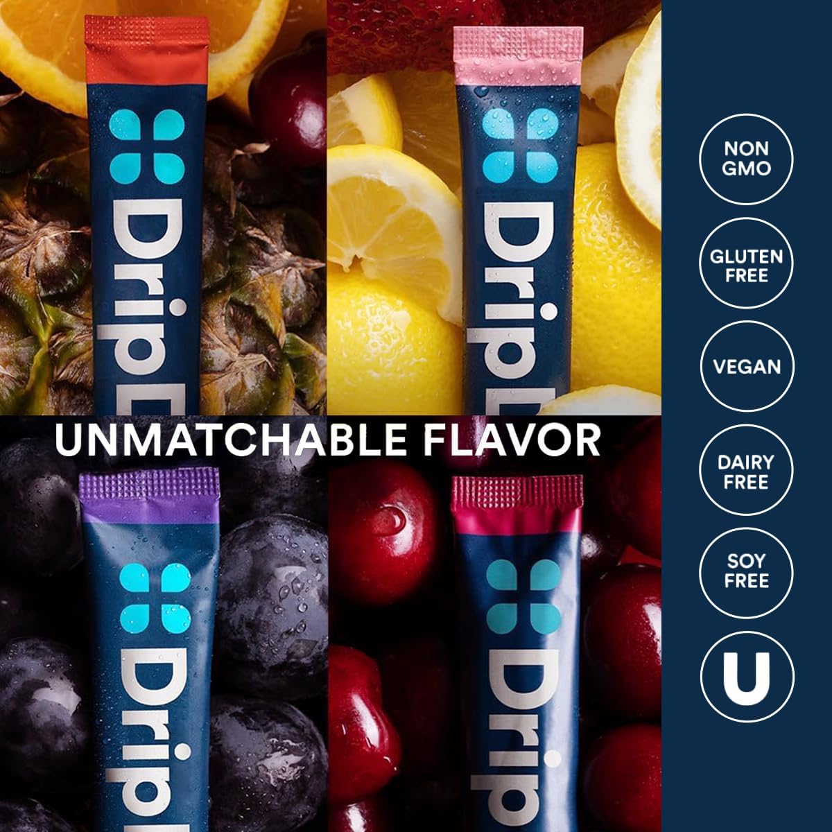 DripDrop Hydration - Juicy Variety Electrolyte Drink Mix - 3X Electrolytes with Half the Sugar for Endurance Athletes and Outdoor Adventurers