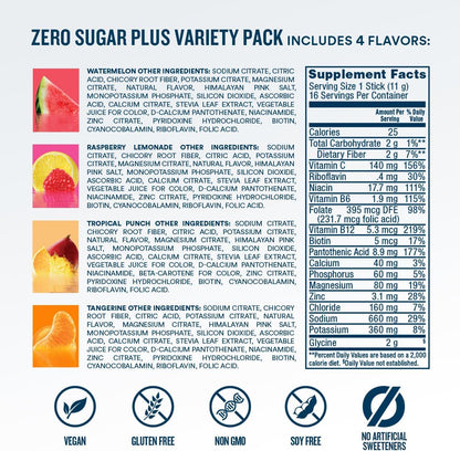 DripDrop Zero Sugar Plus - Single-Serve Hydration Packets for Beach Days, Yard Work, and Hot-Weather Adventures