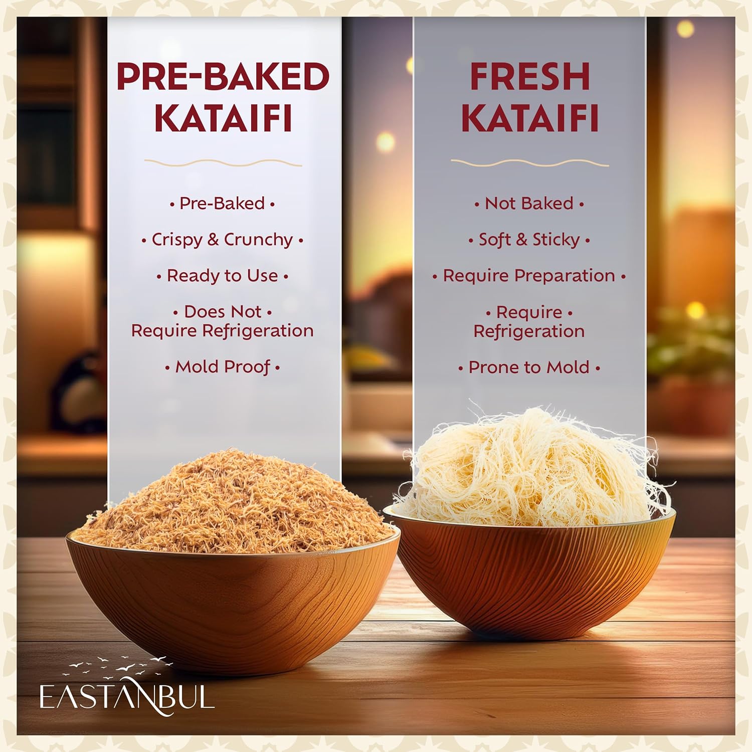 Eastanbul Plain Kataifi Threads – Honest Turkish Dough with Nothing Extra for Intentional, Minimalist Cooking