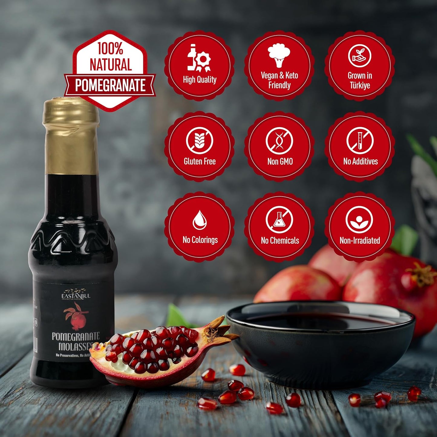 Eastanbul Pomegranate Molasses – Crafted Mediterranean Syrup for the Discerning Home Chef's Collection