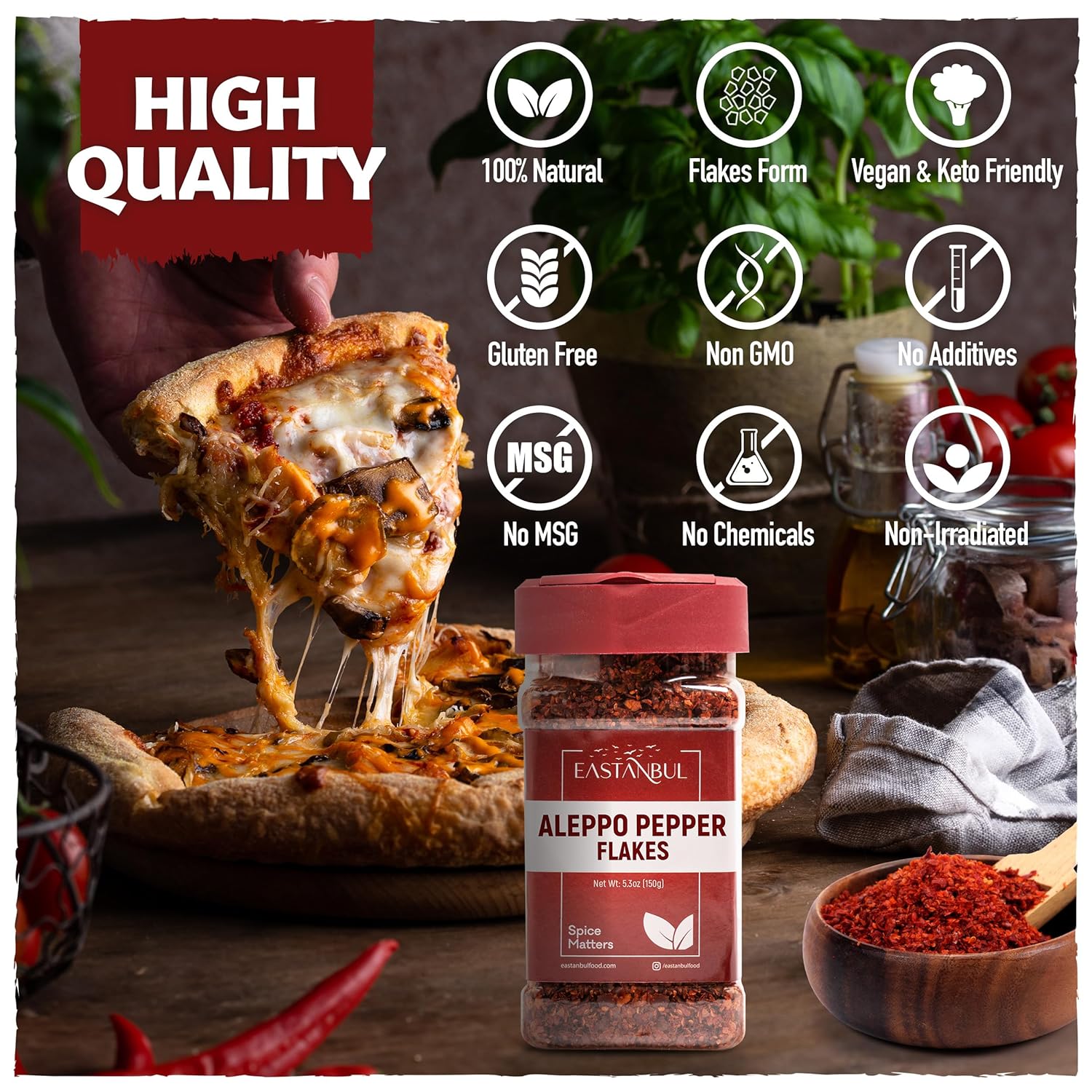 Eastanbul Pul Biber Pepper Flakes – Elevated Cooking Gift in a Resealable 5.3oz Jar, Luxury Spice Collection
