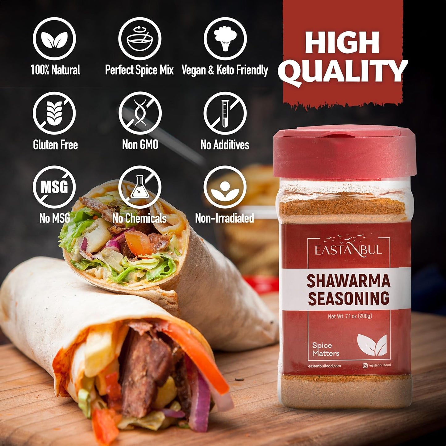 Eastanbul Shawarma Blend – Pre-Mixed 12-Spice Rub That Replaces a Dozen Jars, 7.1oz Shaker