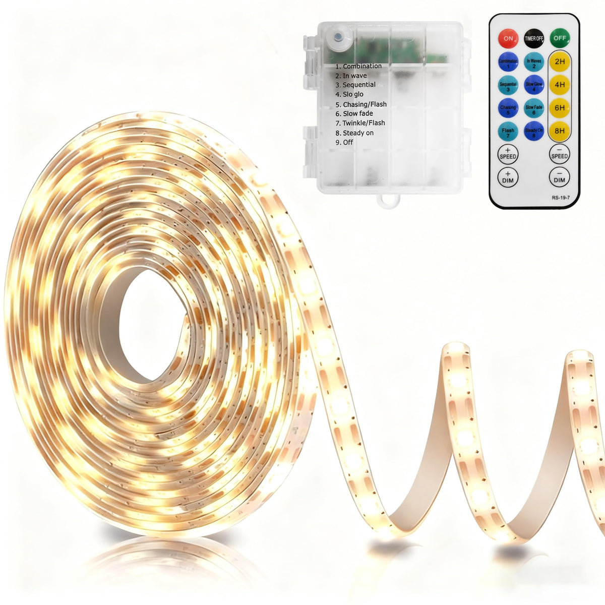 echosari Strip Lights Battery Operated, 16.5Ft 150 LED 2835 SMD Closet Strip Lights with Remote for Bedroom, Kitchen, Cabinet Décor (Warm White)