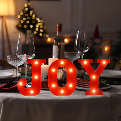 EDYCON LED Joy and Love Sign – Cool Touch Family Friendly Christmas Decoration for Mantel