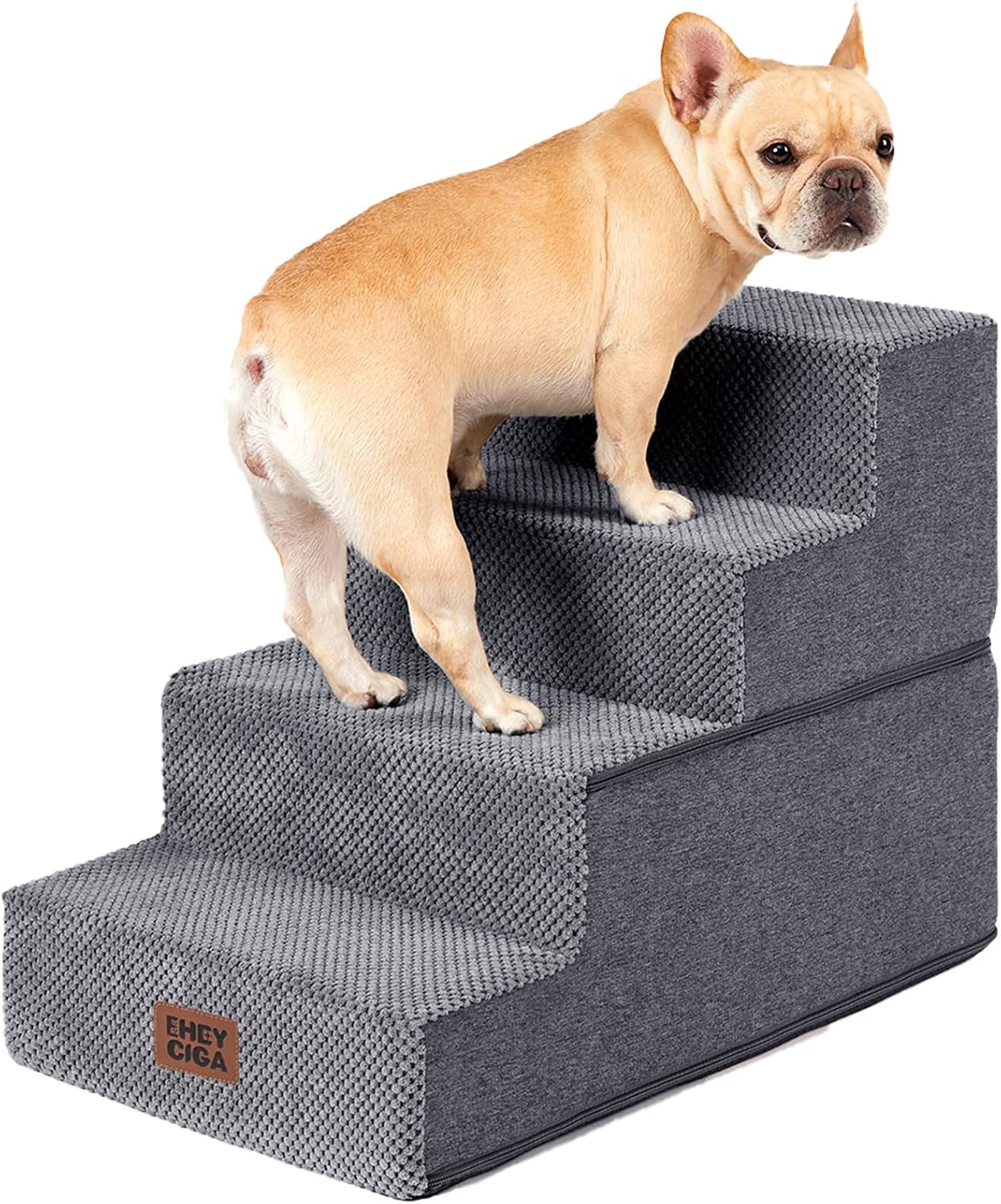 EHEYCIGA 4-Step Pet Stairs – Space-Saving Foam Ramp for Small Apartments and Studio Living